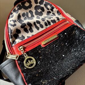 Juicy Couture Leopard Print, Black Sequin, and Red Mini Backpack  Glam Rock